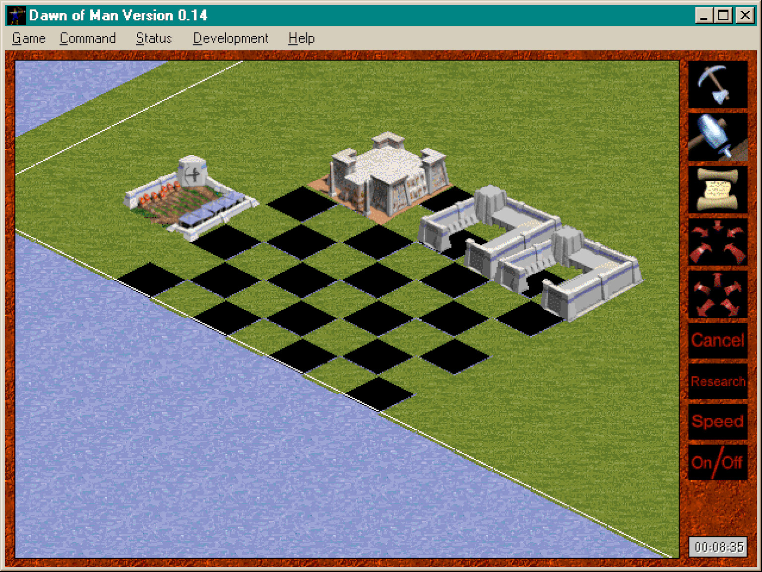 Dawn of Man v.14. Note how the UI has been simplified and swapped from left to right side of the screen. (Provided by Brad Crow