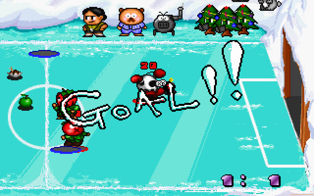 Super Action Ball screenshot on the ice-rink field, taken just after scoring a goal