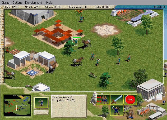 Still pre-alpha, but much closer to the final look of the game. The team tried many different layouts for the main UI dashboard — and had a number of heated arguments about it — before settling on the one that shipped. (Found via Age of Empires Heaven archives)