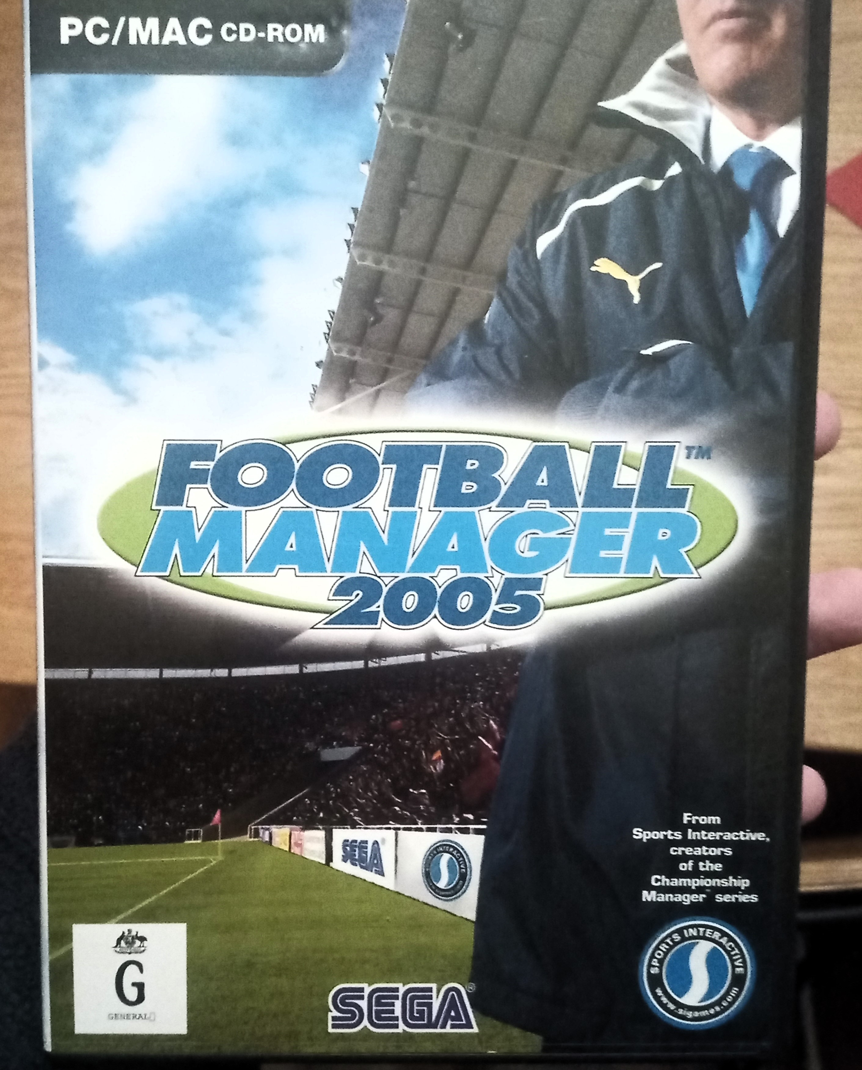 Football Manager 2005 front cover. This was the *developer's* continuation of the Championship Manager series.