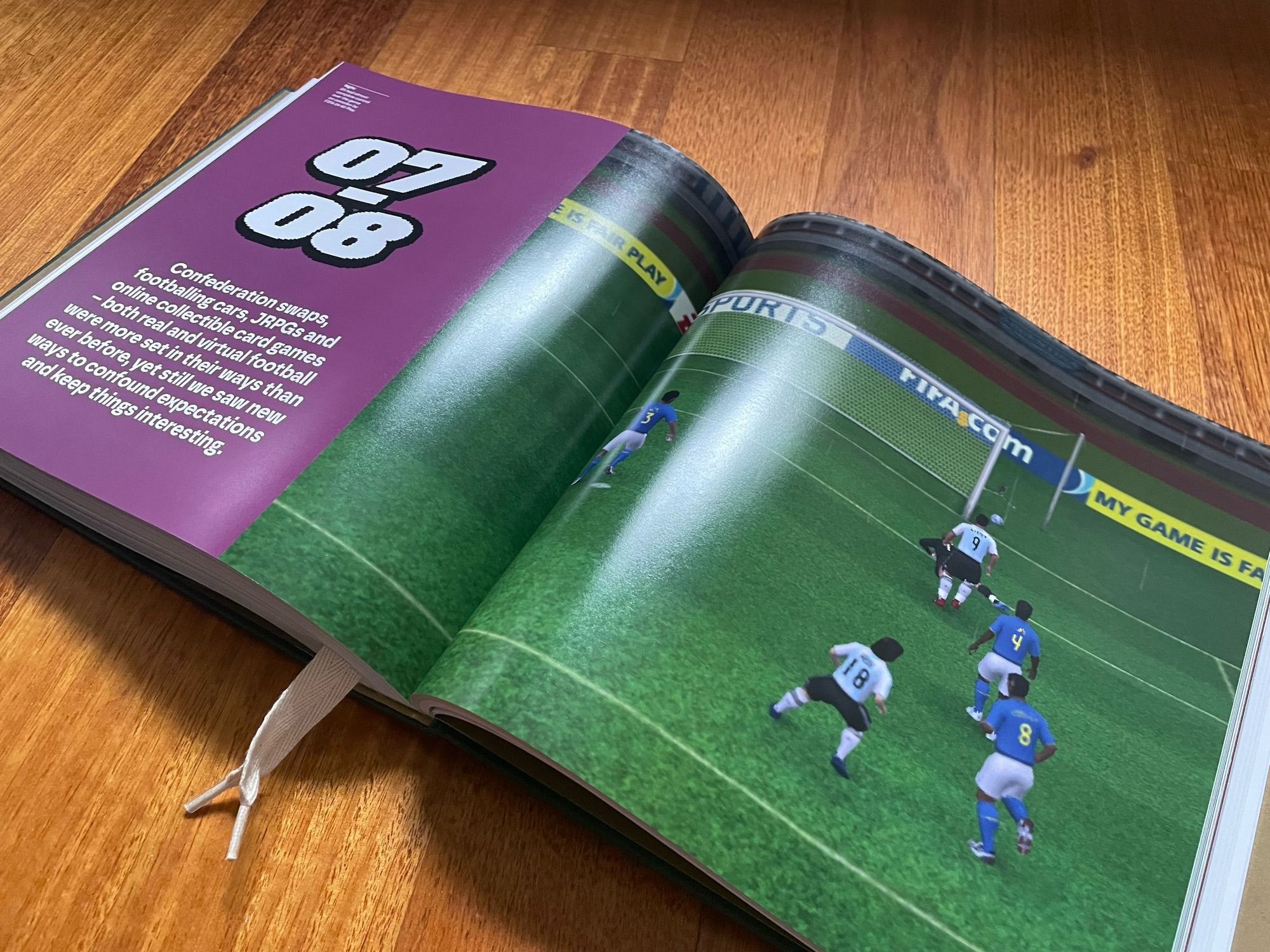 A photo of a section opener spread from the book, this one being for games released in 2007 and 2008